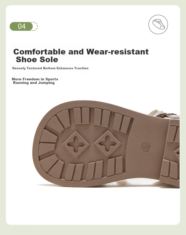 Follow Me Girls' Sandals, Summer New Style, Soft Sole, Breathable Open-Toe Roman Shoes, Little Girl Princess Shoes, Beige, Size 32 4