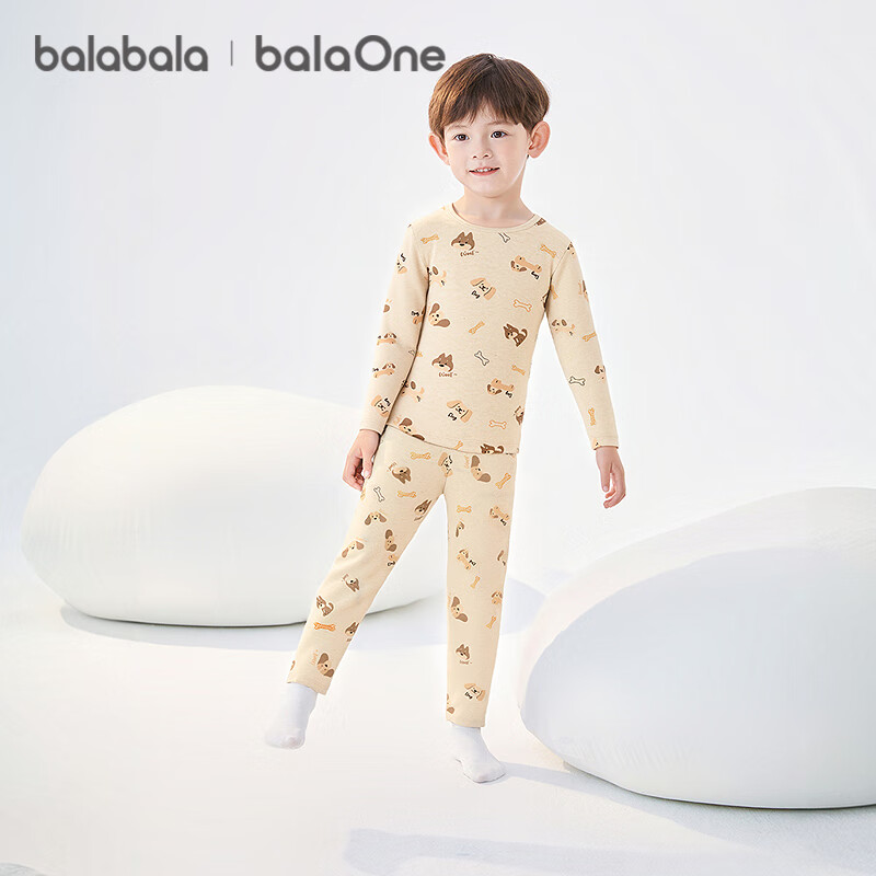 BALABALA Boys And Girls Underwear Set, Children's 2-Piece New Style Clothing, Autumn And Winter Antibacterial Thermal Underwear, Cotton Pajamas
