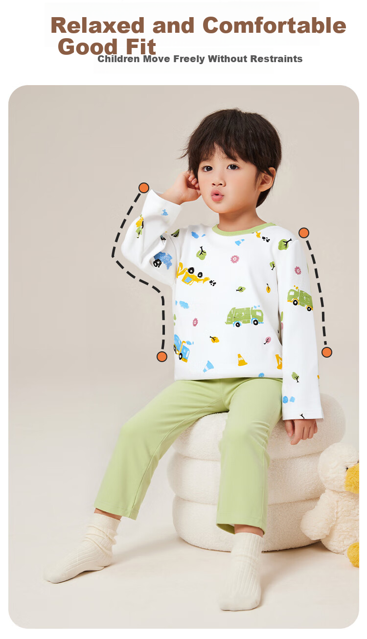 YUZHAOLIN Children's Pajamas Spring Boys' Home Wear Set Pure Cotton Air Conditioning Clothes Children's Clothing Full Print Zoo 5