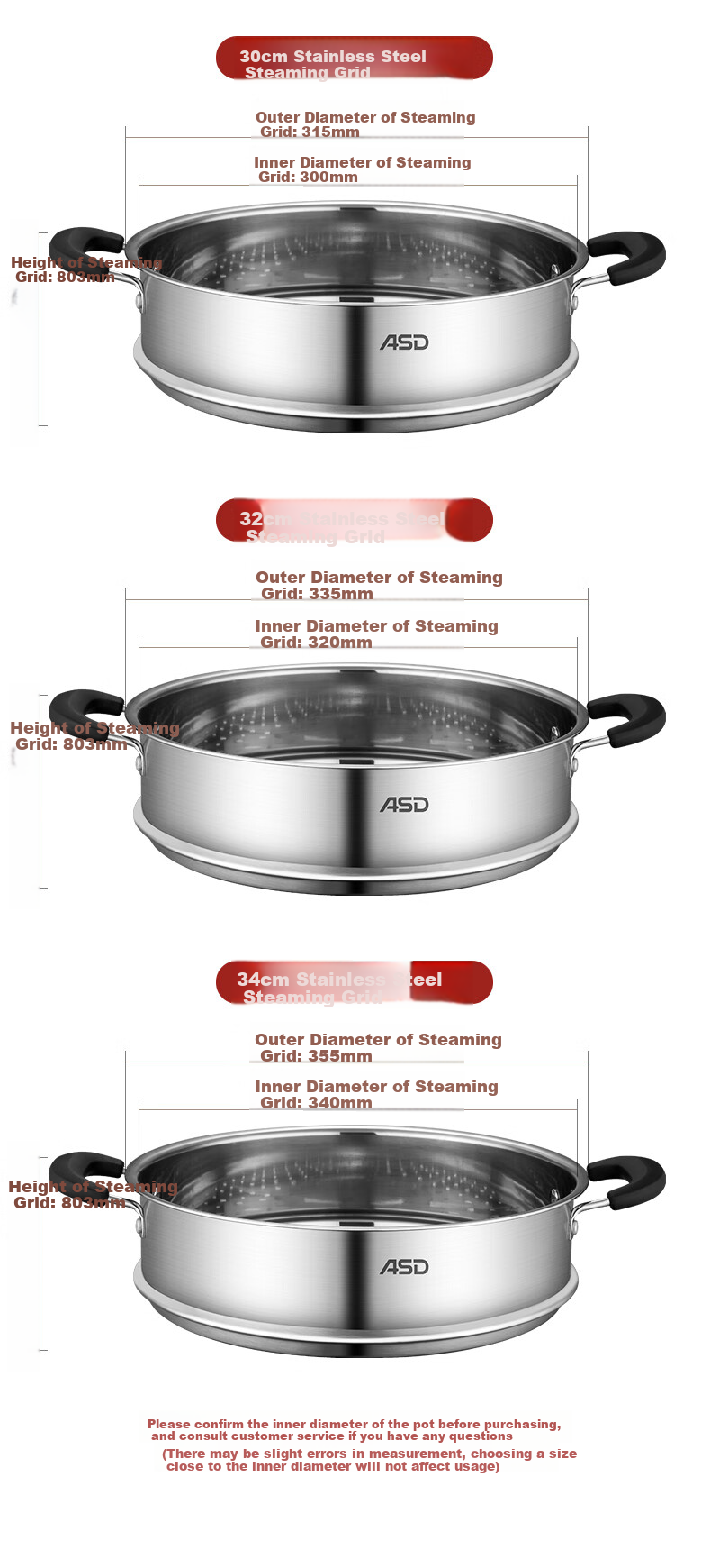 ASD Steamer Pot Steaming Rack 430 Stainless Steel Wok Steamer Universal Steamer Single Layer Steaming Rack 28CM ZS28Z3WG 10