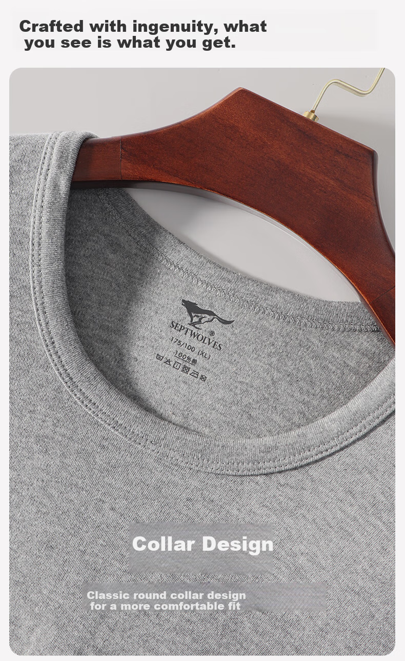 SEPTWOLVES [Antibacterial] Thermal Underwear for Men, Autumn And Winter Pure Cotton Undershirt And Pants Set, All-Cotton Base Layer Top And Bottom 17