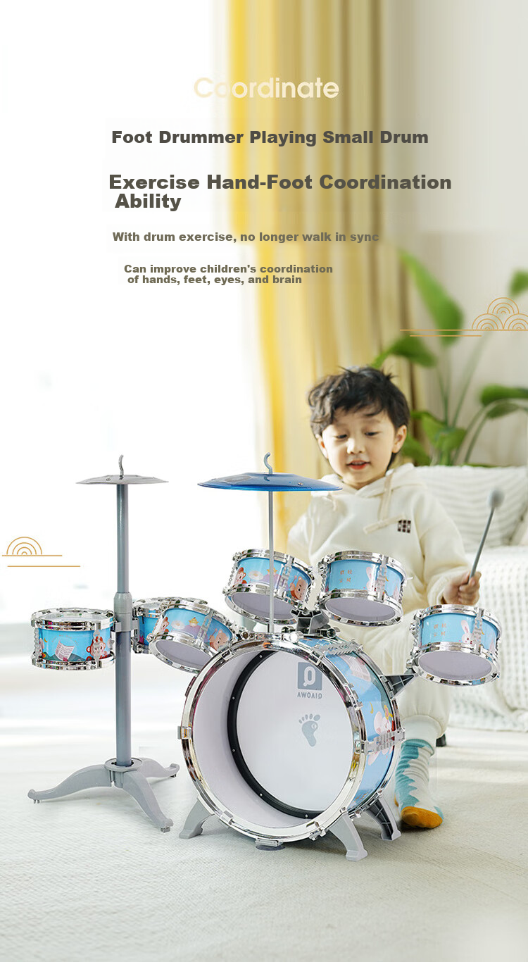 QIAO WA BAO BEI Kids Drum Set Children's Gift Toy for Ages 1-5 Birthday Present for Boys and Girls Early Education New Year Toy 11