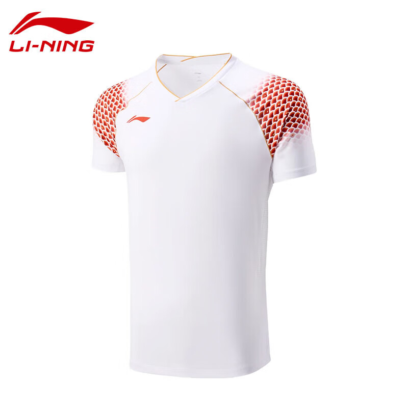 LI-NING Youth Team Badminton Competition Fan Short Sleeve T-Shirt Unisex AAYV153-2 Standard White L