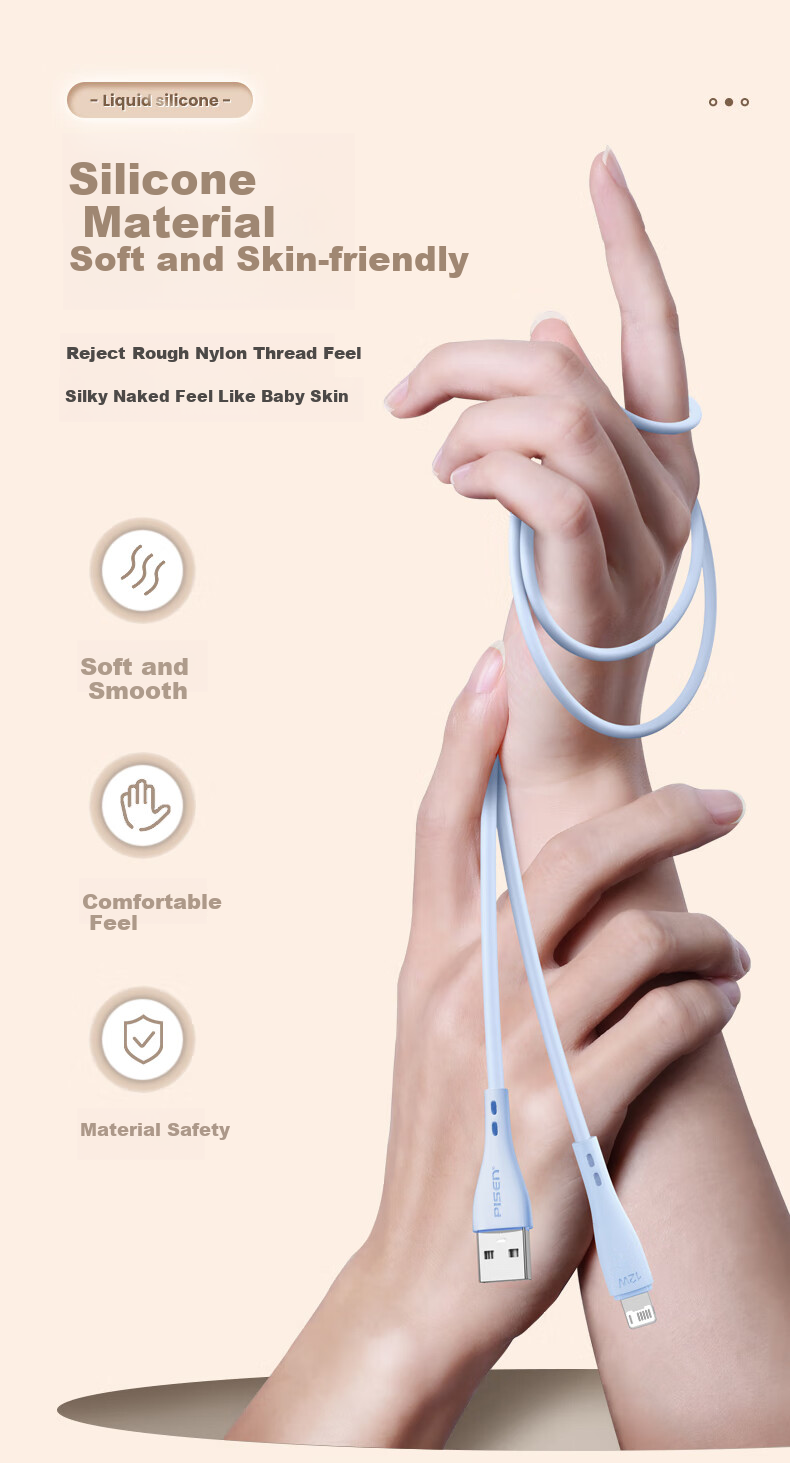PISEN Dual-Head Type-C Data Cable, PD Fast Charging 60W, Silicone Universal Charging Cord for Apple IPhone 18 Pro Max/17/16/15, Huawei Laptops, Car Charger 2