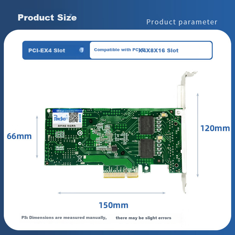 PERCKO X4 Quad Gigabit Ethernet Card I350-T4, Intel I350AM4 Chip, PCI-E X4 Server Network Card, Compatible with I350-T2 Machine Vision Industrial Camera 7