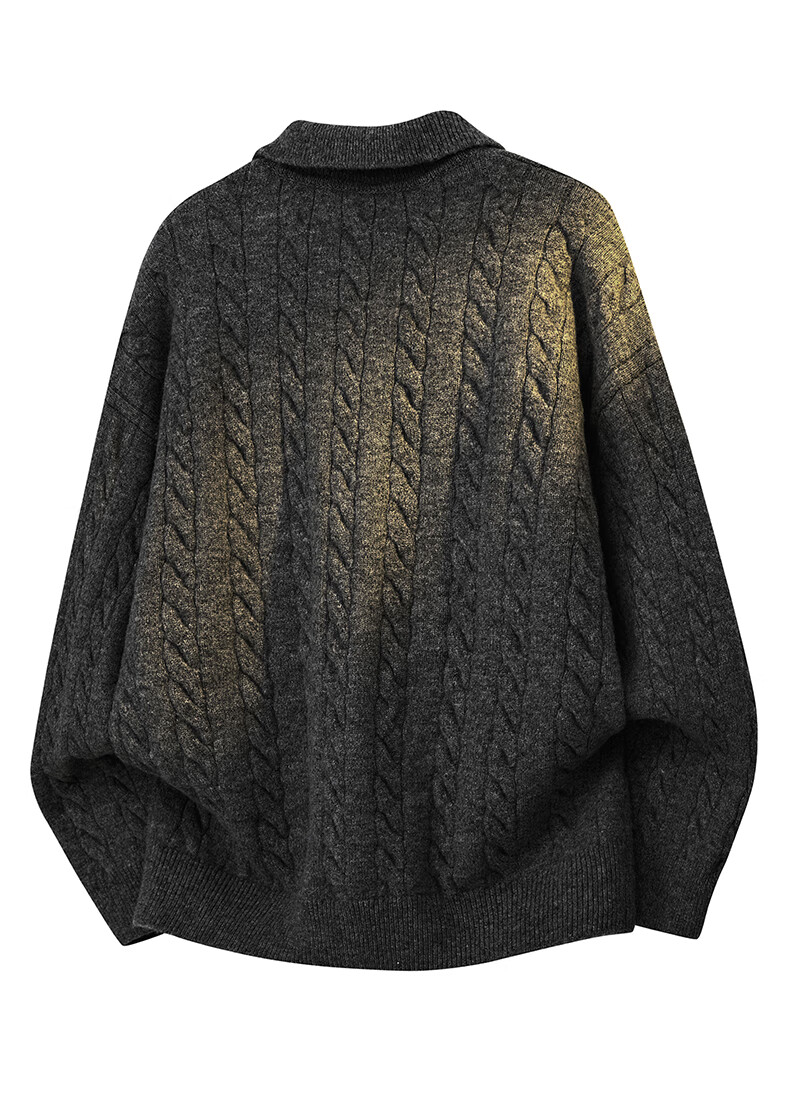 :CHOCOOLATE Vintage Style Polo Collar Knit Sweater Men Autumn New Trendy Loose Casual Pullover Morning Light Apricot 2XL 7