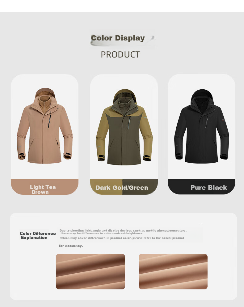 NORTHLAND Outdoor Men's Three-In Jacket, Windproof, Water-Repellent, Warm, Cold-Resistant Coat, Hiking And Mountaineering Two-Piece Set 16