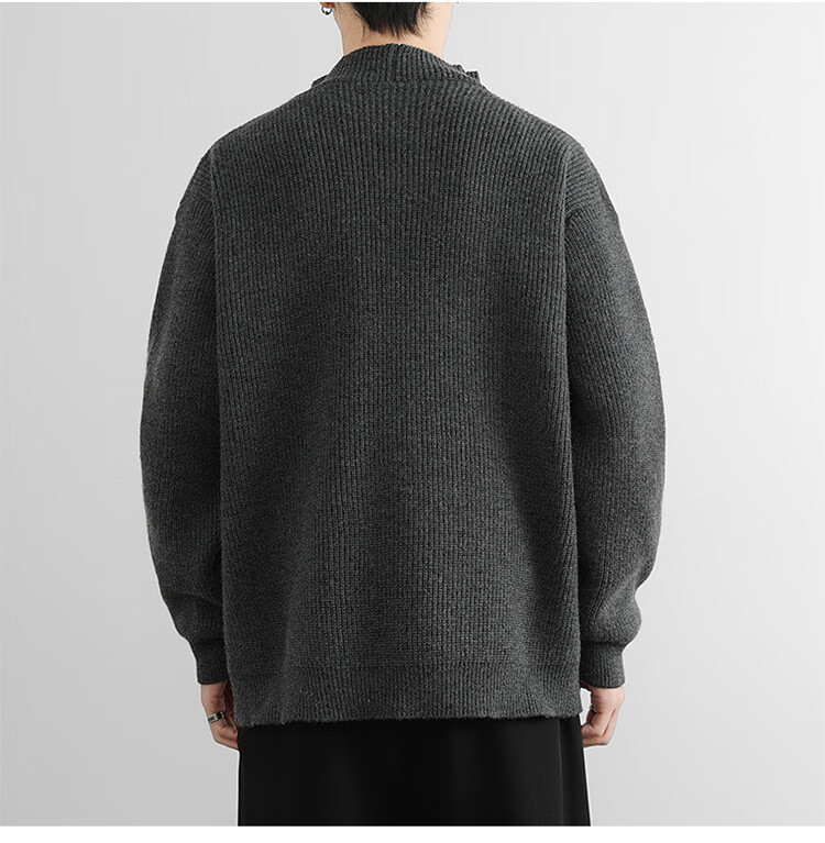 JEEP Men's Winter Thickened Half Turtleneck Sweater Black L 5