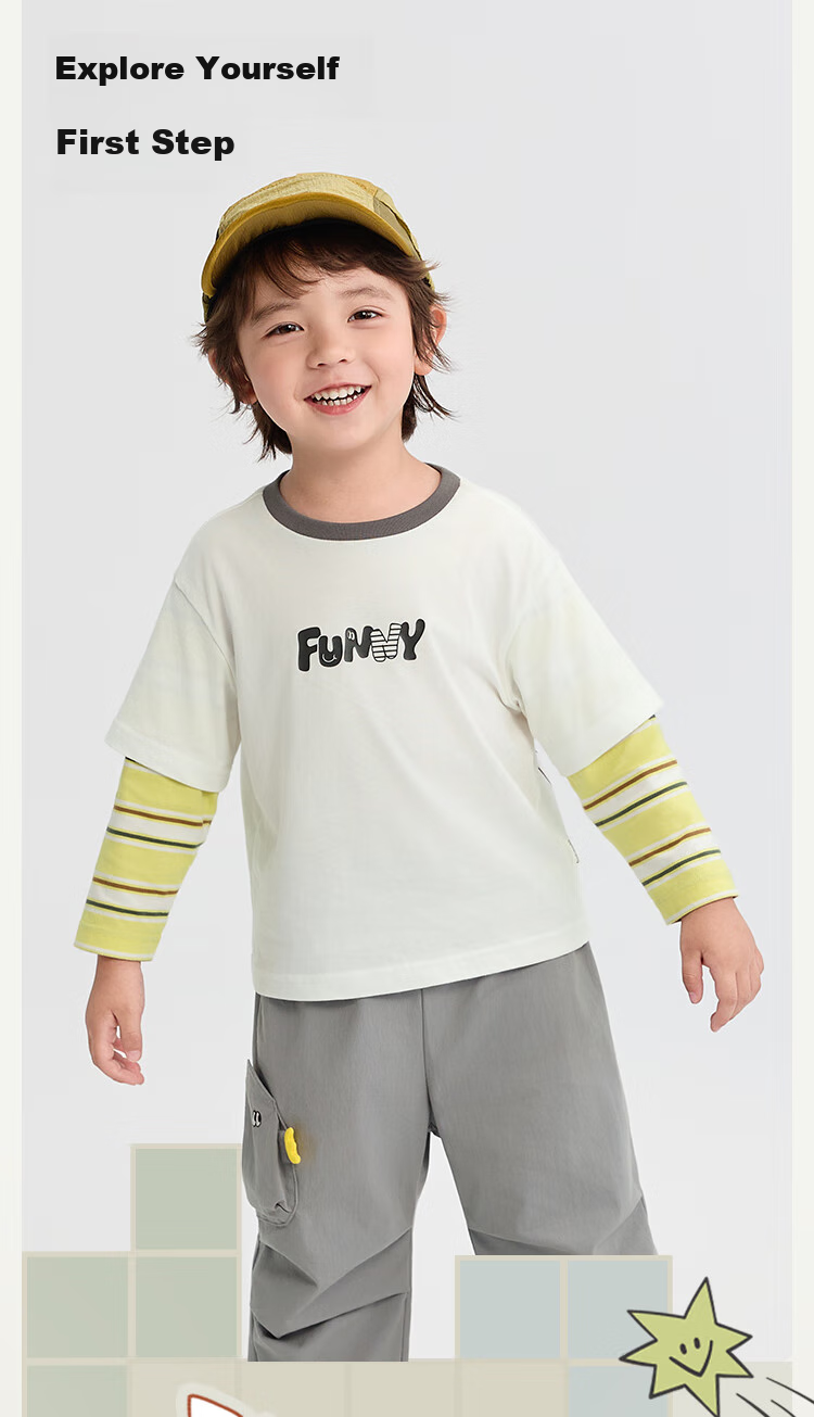 BALABALA Children's Clothing Baby T-Shirt Faux Two-Piece Long-Sleeve Top for Girls, Autumn Wear 2025, Printed Cute 209325100004 1