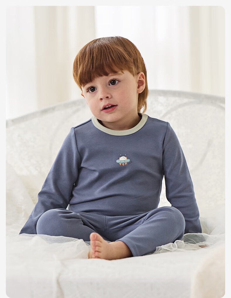 DAVE & BELLA Kids Underwear Set Boys Autumn Clothes Girls Antibacterial Two-piece Autumn Outfit 2