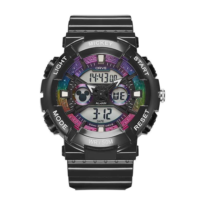 Disney Mickey Collaboration Sports Alarm Clock Digital Watch Waterproof Student Watch for Middle and High School Students Children's Birthday Gift