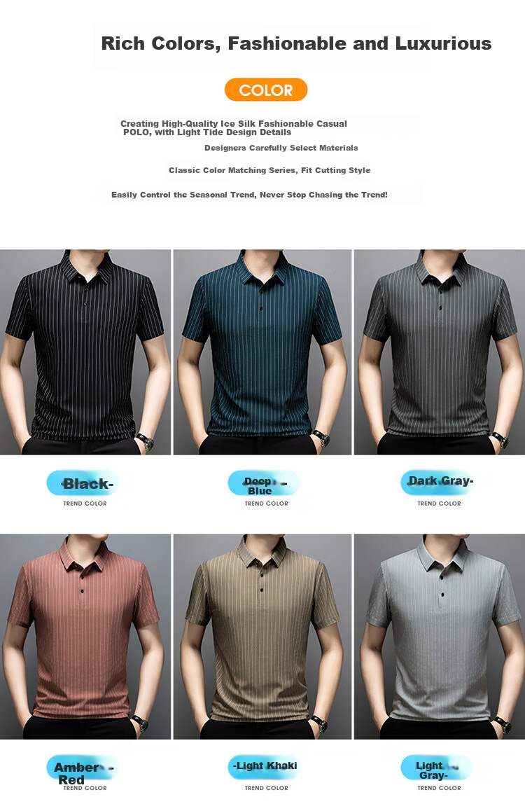 LangSha Polo Shirt for Men, Summer Ice Silk Quick-Dry Seamless Wrinkle-Resistant T-Shirt, Business Casual Collared Short Sleeve, Father's Day Gift 2