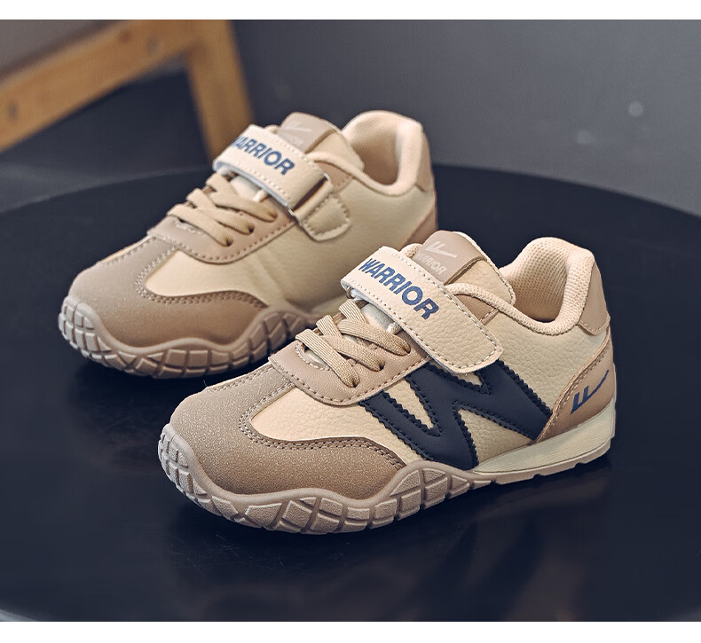 Warrior Girls' Sports Shoes Spring and Autumn White Sneakers Lightweight Kids Running Shoes WZ-1643 Beige/Purple Size 28 6