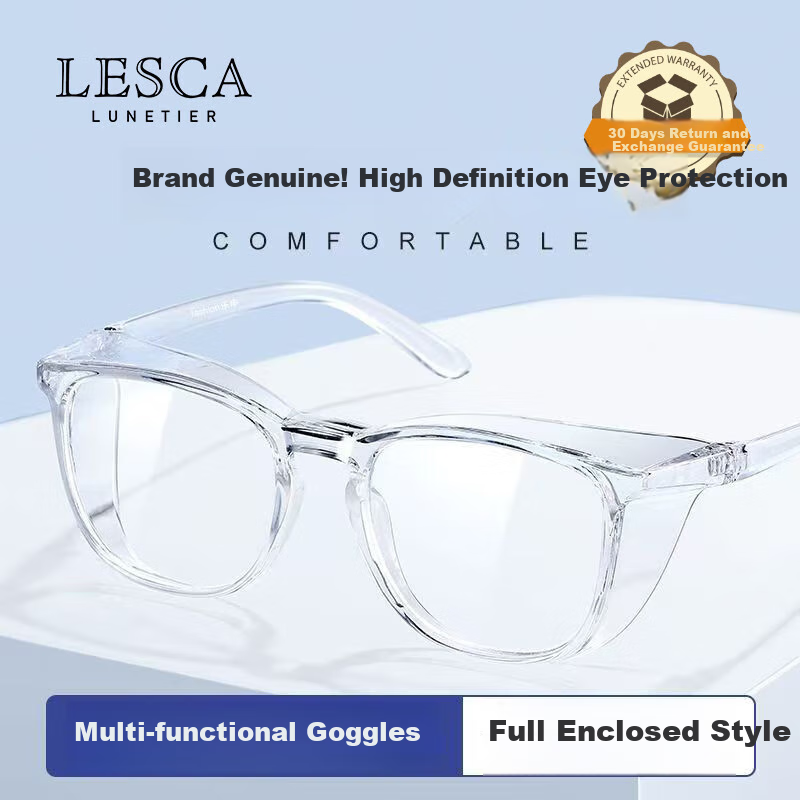 LESCA LUNETIER Anti-Fog Goggles Protective Eyewear for Outdoor Cycling, Windproof, Dustproof, Pollen-Proof, High-Definition Anti-Splash, Transparent Frame