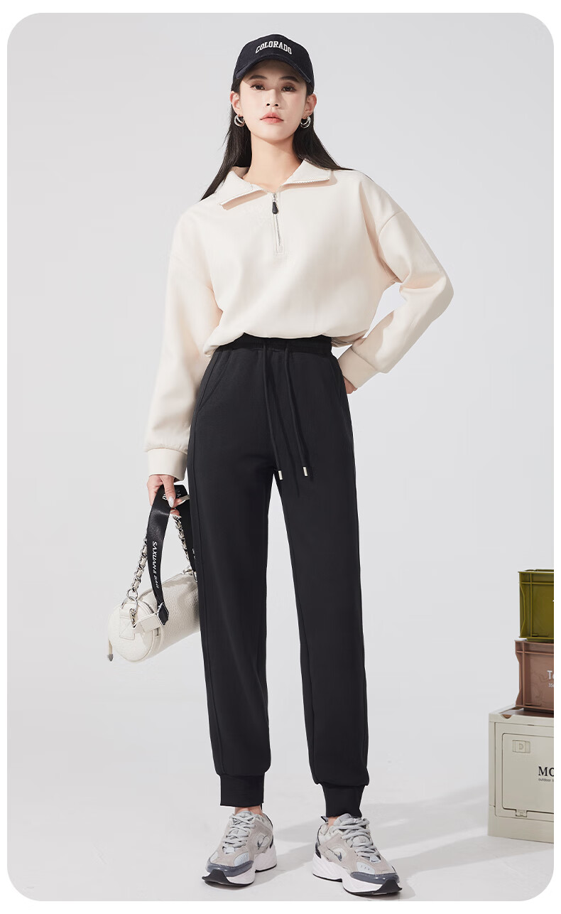 MJ STYLE Women's Fleece-Lined Ribbed Cuffed Pants 2026 Winter New Thickened Warm Slim Fit Durable Casual Trousers 5