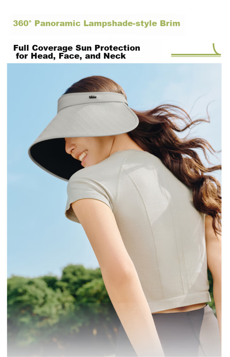 Beneunder Lampshade Large Brim Sun Hat Women Black Coated Sunscreen Full Face Sunshade Open Top Sun Hat BM563 4