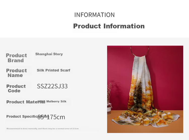 Shanghai Gushi Silk Scarf for Women, 100% Mulberry Silk Shawl, Gift Box, Birthday Present for Mom Or Girlfriend, Mid-Autumn Festival Gift 5