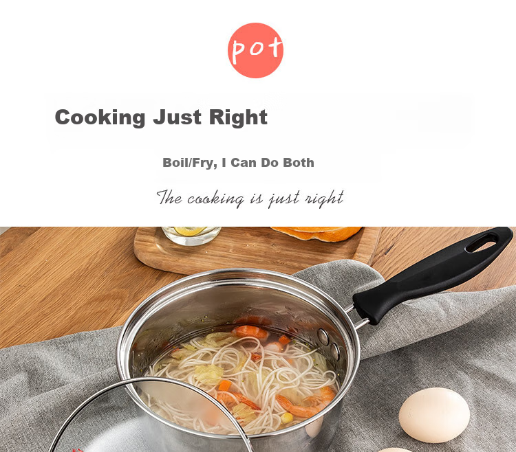 MAXCOOK Milk Pot, 304 Stainless Steel Milk Pot And Soup Pot, 16cm, Noodle Cooking And Baby Food Pot, Thickened Composite Bottom, LN116 11