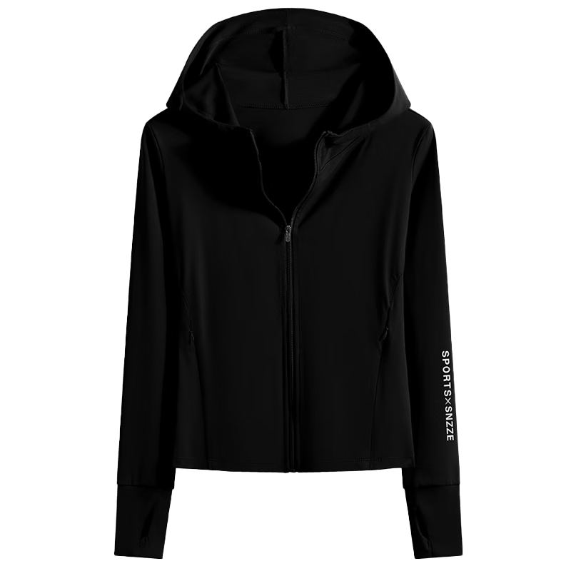 Baisirun Four-Season Outdoor Running Sports Fitness Women's Quick-Dry Slim Yoga Long Sleeve Black Hooded Jacket Cardigan