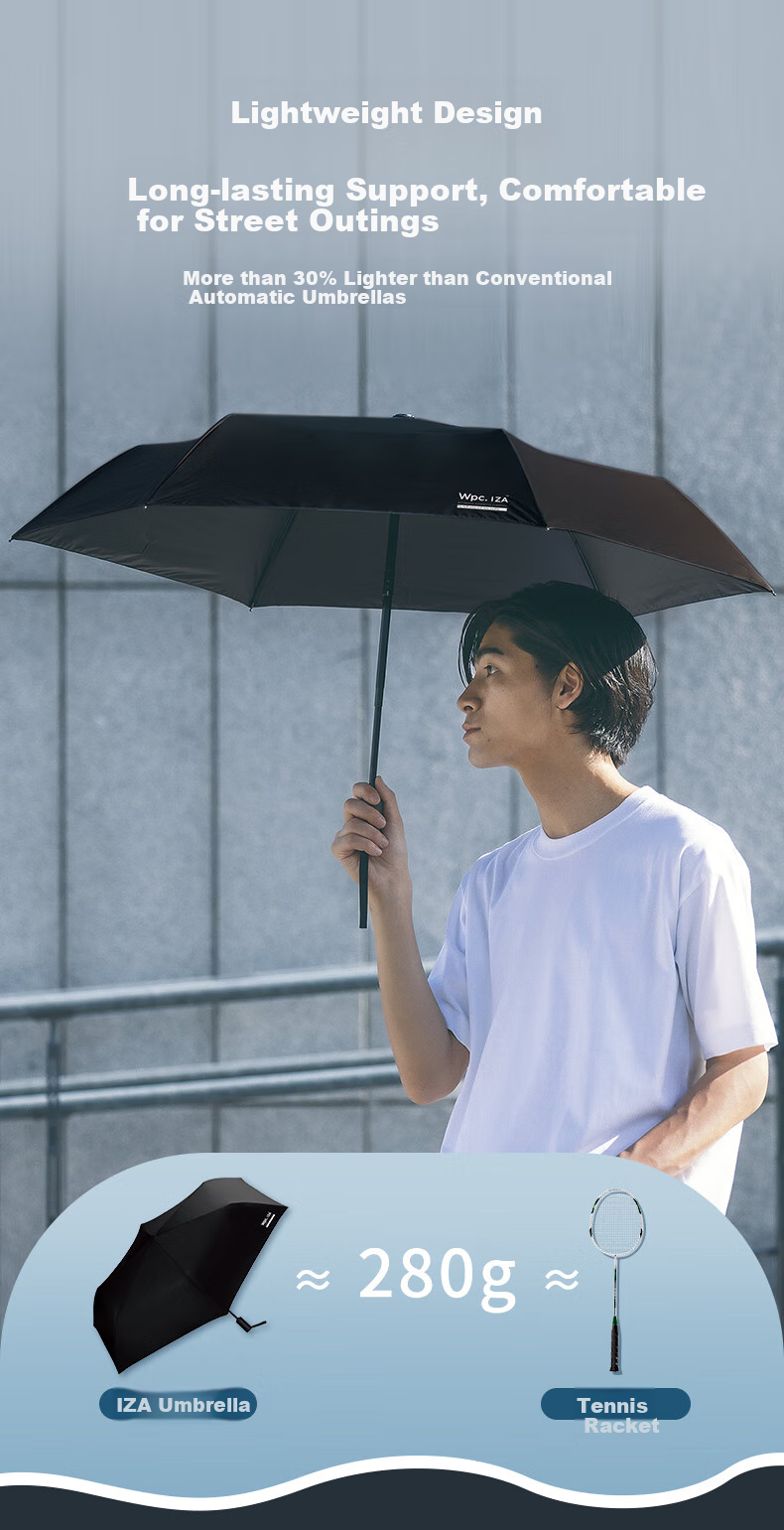 Wpc. Fully Automatic Sun Umbrella, Dual-Use for Sunny And Rainy Days, Black Rubber, Unisex Sun Protection Umbrella, Folding Business Umbrella, Portable, Compact Desig 5