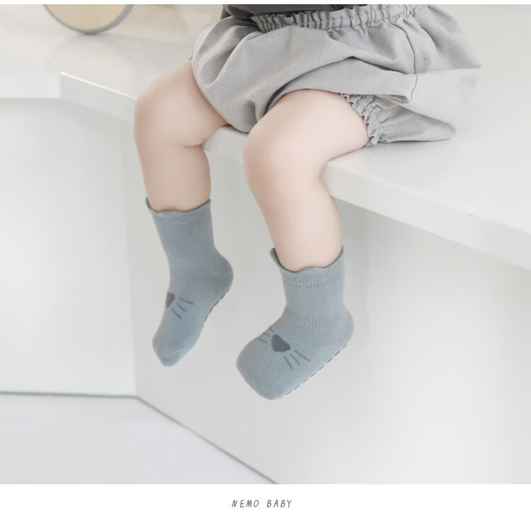 Five Cotton 3 Pairs Baby Socks Spring Toddler Non-Slip Floor Socks Insulated Foot Covers Early Education Socks for Children 5