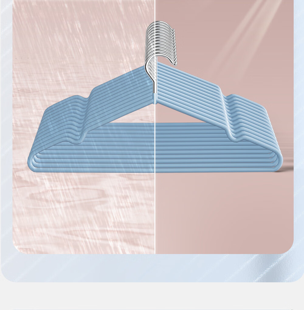 MENGTING Plastic Coated Non-Slip Hangers, 20-Pack Blue and White Adult Coat Hangers 16