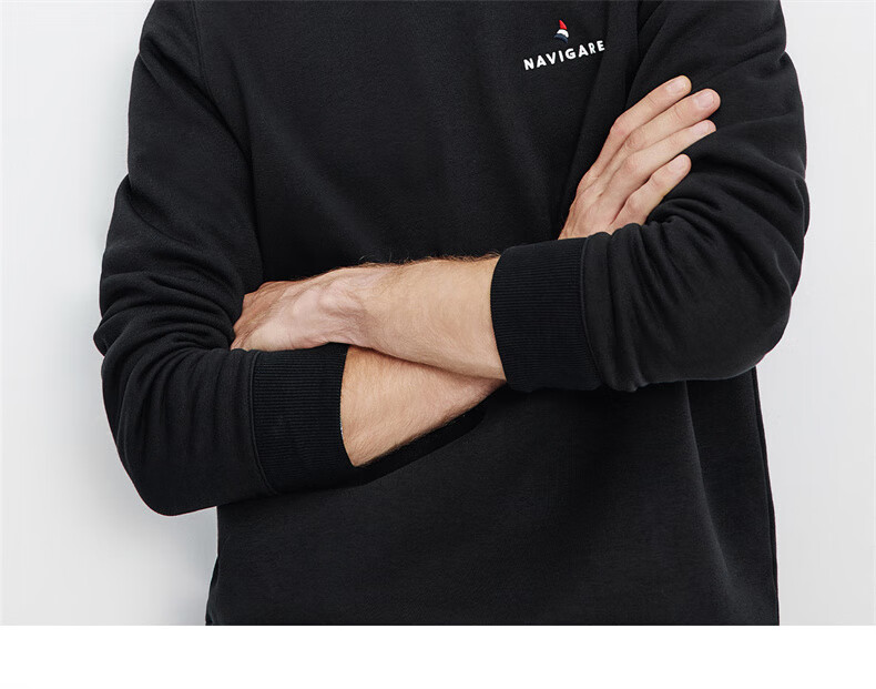 Navigare Small Sailboat Solid Basic Versatile Pullover Men's Fleece Lined Warm Sweatshirt 1135805301 26