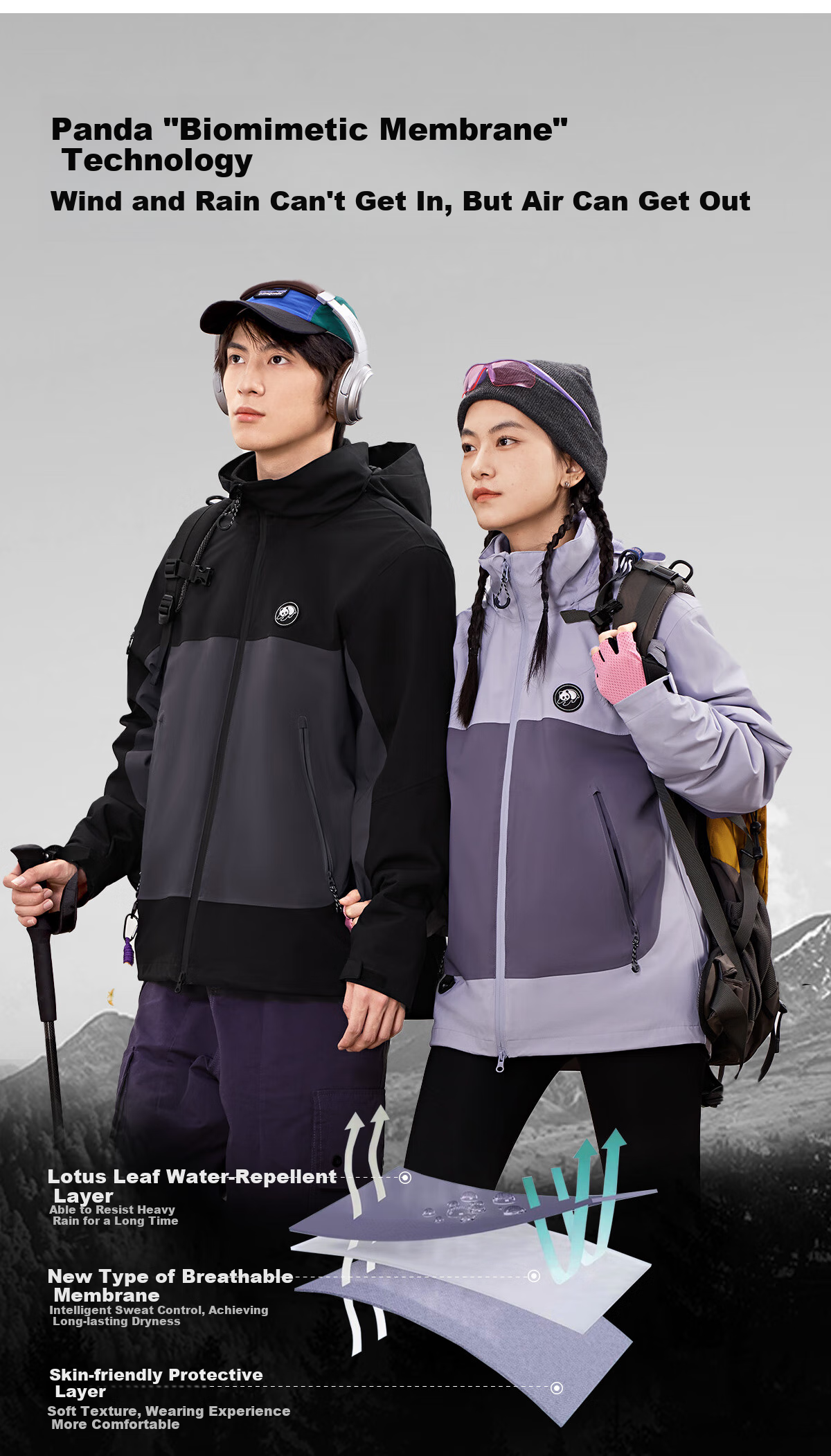 Xiongmao [China Xiongmao SE] Three-In Windproof And Waterproof Jacket for Men, Autumn And Winter Hooded Mountaineering Coat for Women 1613, M 5
