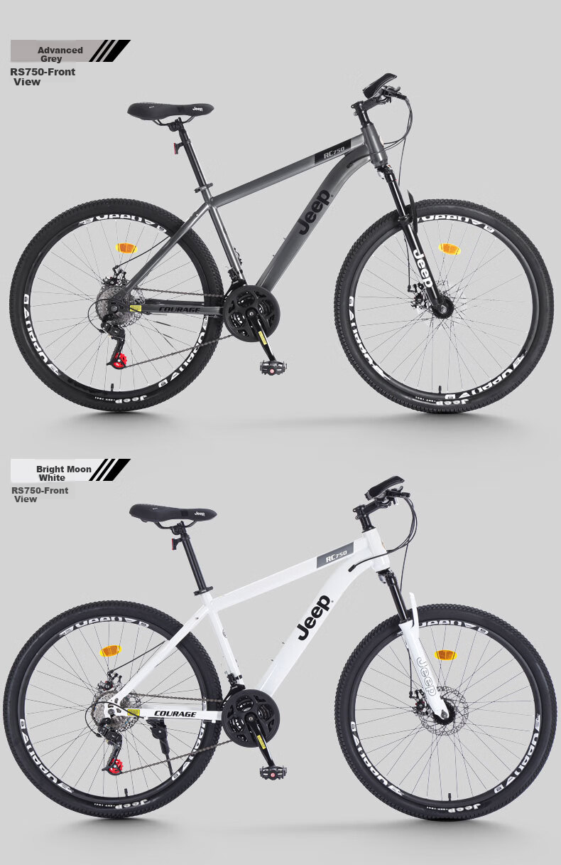 Jeep Mountain Bike for Men And Women Students, Shock-Absorbing Commuter Bicycle RC750 Carbon Steel Emerald Green - 27.5 Inch 27 Speed 32