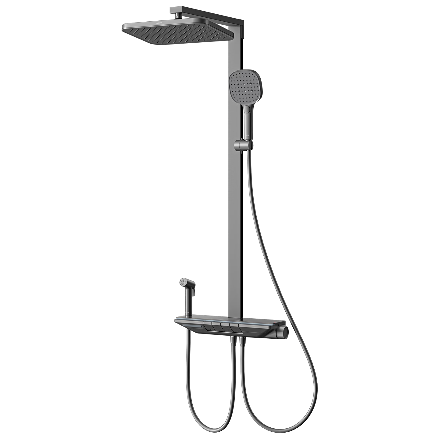 Arrow Shower Set Gun Gray Square Rod Large Storage Bathroom All-Copper Piano Key Pressurized Shower Full Set