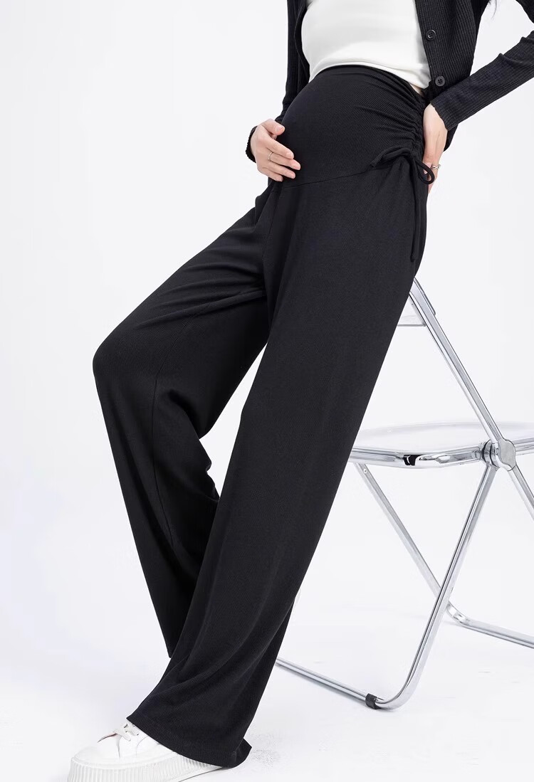 JOYNCLEON Maternity Summer Cotton Wide-Leg Pants Black M Jyk200502 41