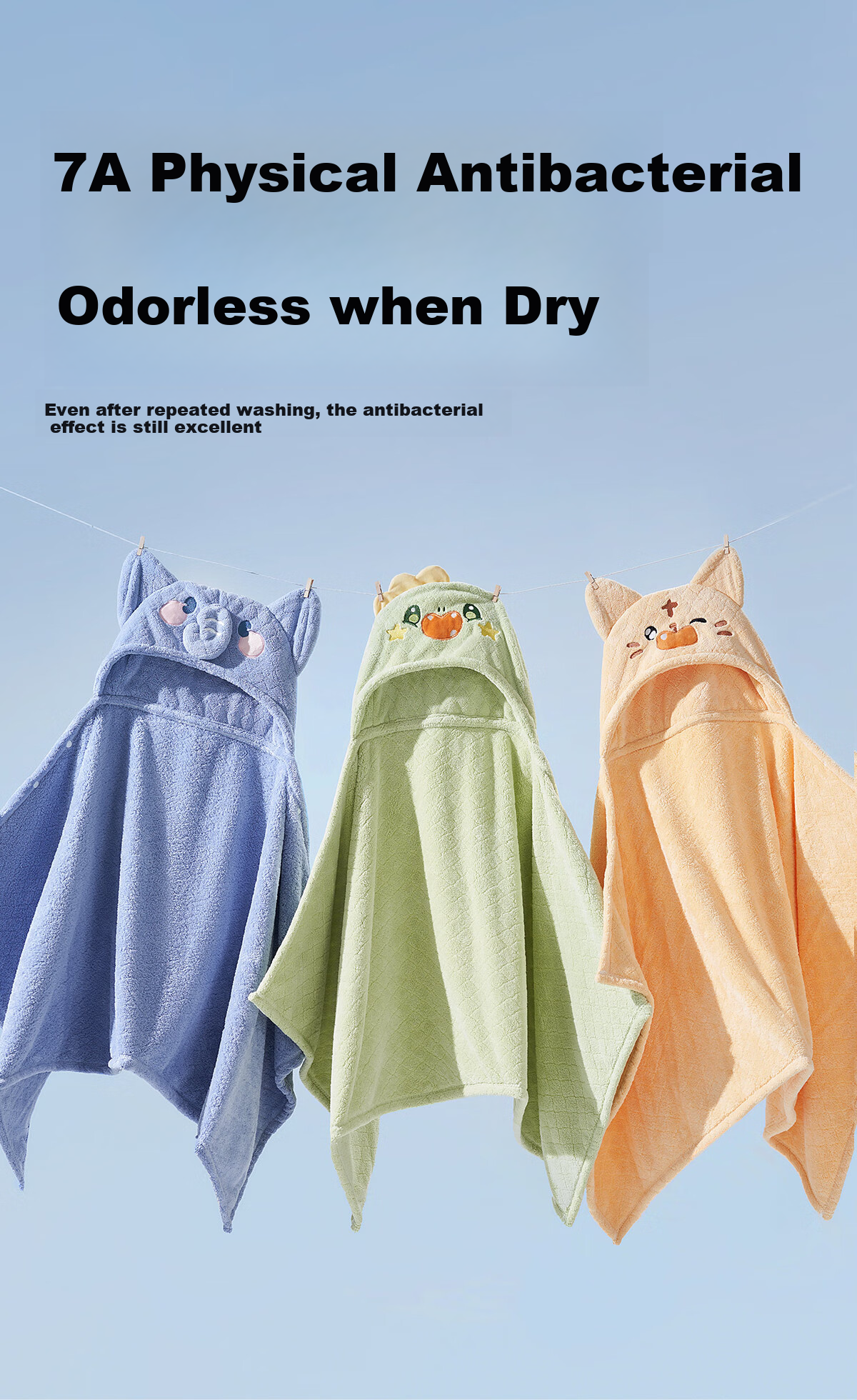 OUYUN Baby Bath Towel, Coral Fleece Quick-Dry Children's Cape Bathrobe with Hood, Baby Bathing Robe, Dinosaur Pattern, 145*85 Cm 11