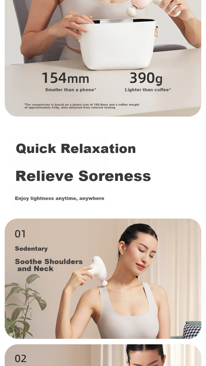 Yottoy Fascia Gun Muscle Massager for Women, Mini Massage Gun, Quiet Fitness Professional-Grade Mini Neck Massager 3