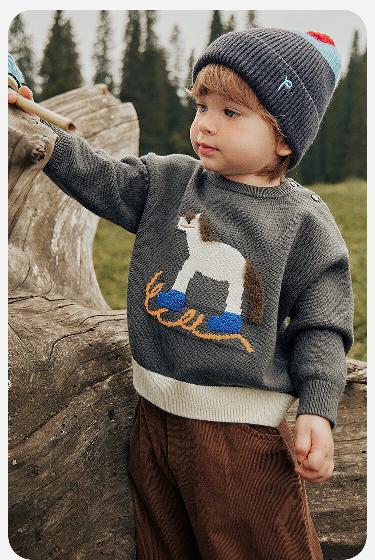 Minibala Bala Boys and Girls Sweater 2025 Winter Baby Embroidered Knitwear Infant Pullover Outerwear Sweater 4