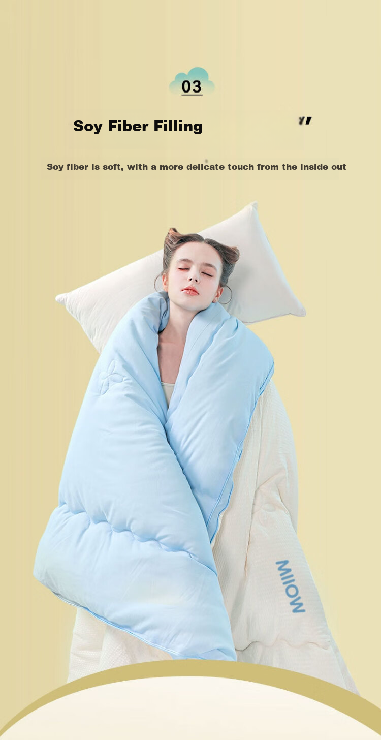 Maoren Class A 10% Soybean Fiber Comforter, Spring And Autumn Duvet Insert 5 Jin (2.5 Kg), 150*200cm, Yuanqi Blue 7