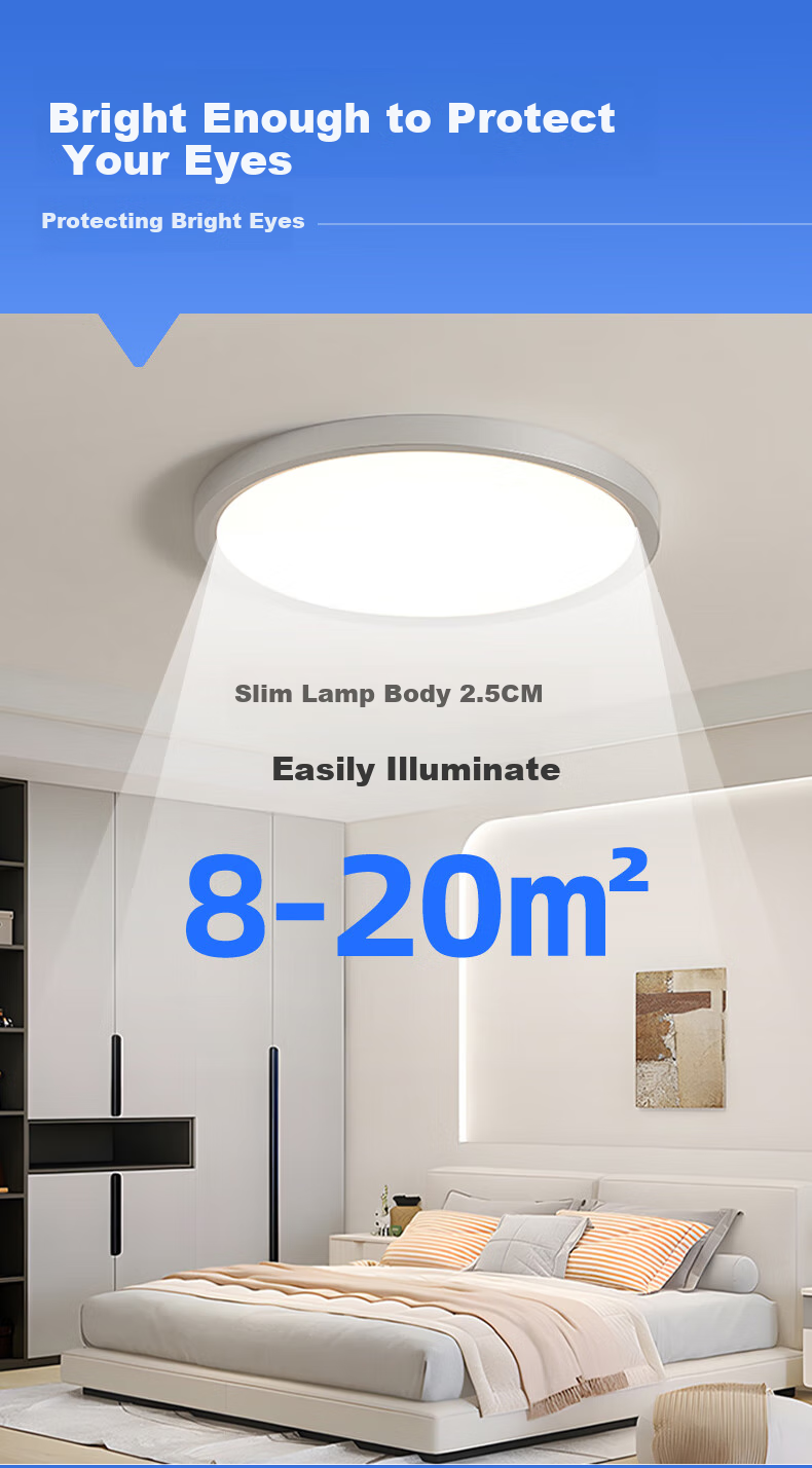 Huipujinggong Ceiling Light, Full Spectrum High Color Rendering Eye Protection, Bedroom Children's Study LED Tri-Proof Lighting Fixture, White, 30cm 2