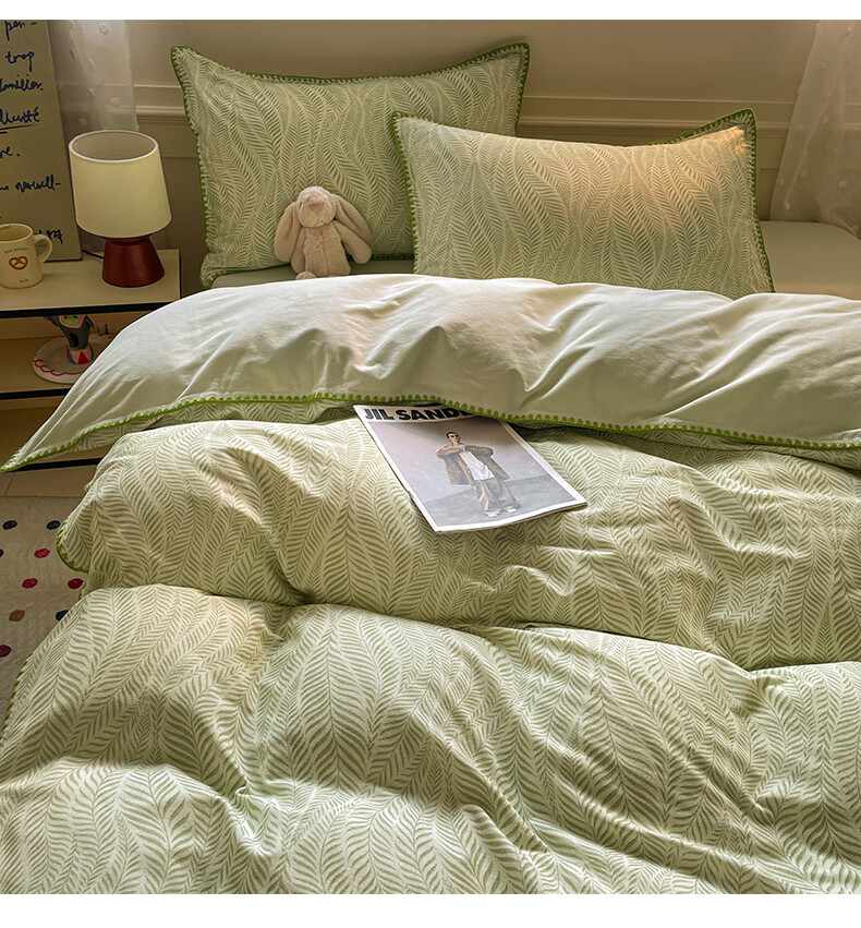 MUJI A-Class 100% Cotton Brushed Four-Piece Bedding Set 1.5/1.8m Bed Home Comfortable Skin-Friendly Pure Cotton Sheet Duvet Cover 200*230cm 2