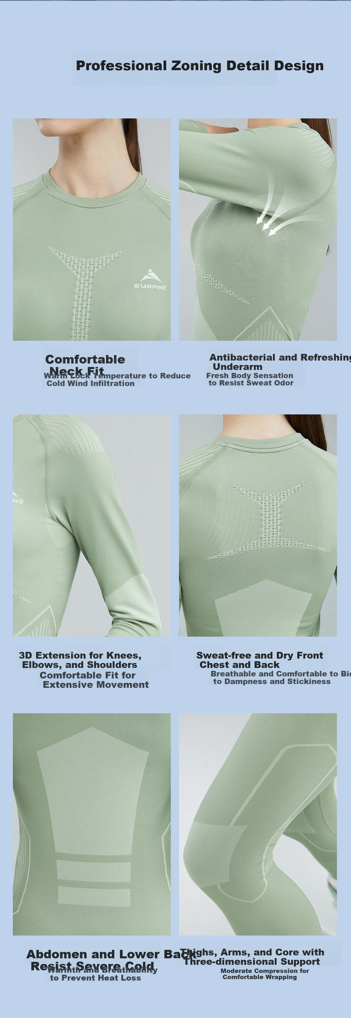SURPINE Reverse Cold Series Ski Thermal Quick-Dry Shirt for Men And Women, Moisture-Wicking Breathable Running Functional Underwear 7
