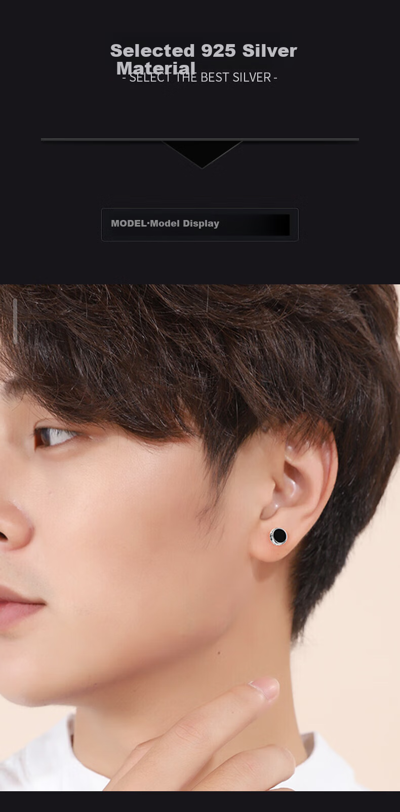 Zhenshangyin China Gold Authorized Earrings, Silver Men's Earrings, Pendant Jewelry, Birthday Gift for Boyfriend Or Husband, Handsome S925 6