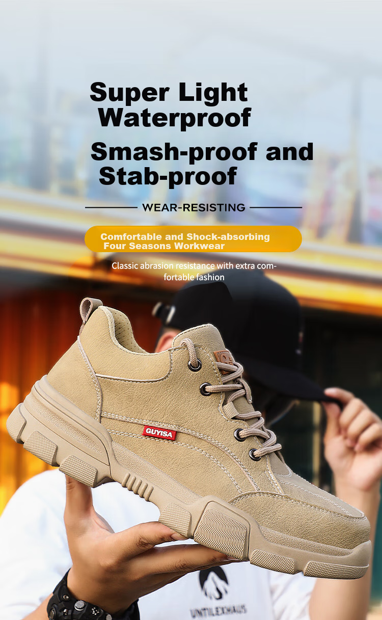 JUNBU Safety Shoes for Men, Steel Toe Cap, Anti-Smashing, Anti-Puncture, Ultra-Light Soft Sole, Comfortable Construction Site Work Boots 1115F Size 43 1