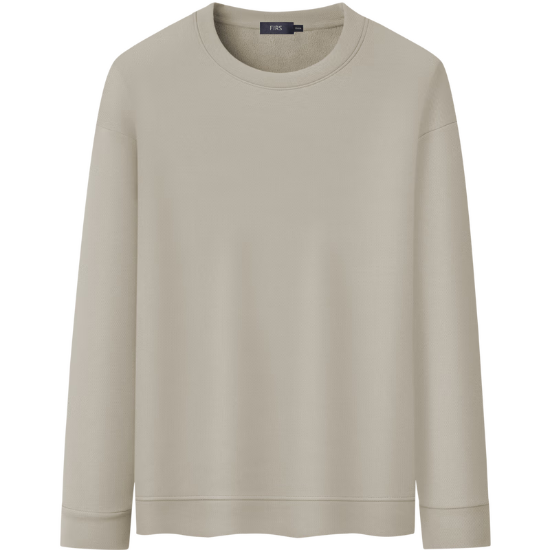 FIRS Fleece-Lined Thickened Men's Sweatshirt Autumn Winter Warm Skin-Friendly Business Casual Solid Color Crew Neck Top