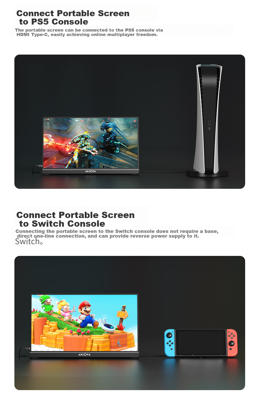 ARZOPA A Zhuopa 16.1-Inch 2.5K 180Hz High Color Gamut Portable Monitor, Laptop And Smartphone Secondary Screen, Switch PS5/4 Display Z3FC 13