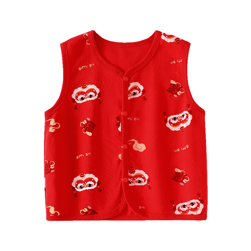 Badibadi Pure Cotton Baby Toddler Vest Spring Autumn Wearable Warm Fashion Versatile Xiangyun Awakening Lion 130
