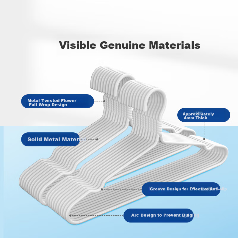LYNN Clothes Hangers, Non-Slip And Traceless Garment Hangers for Students, Adults, Home Use, Dormitory, Thickened Large Size Drying Hangers, 10 Pieces