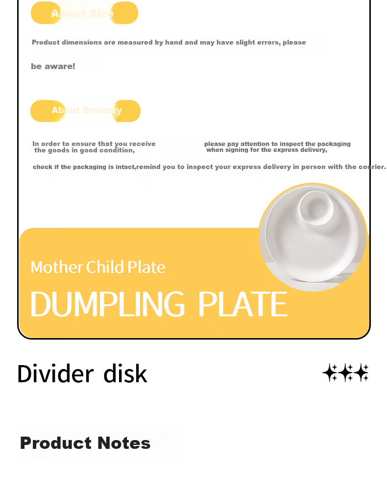 Baijie Ceramic Dumpling Plate with Vinegar Dish, Household Dipping Plate, Divided Plate, Snack Plate, French Fries And Shrimp Plate, Single Piece Double Plate 13