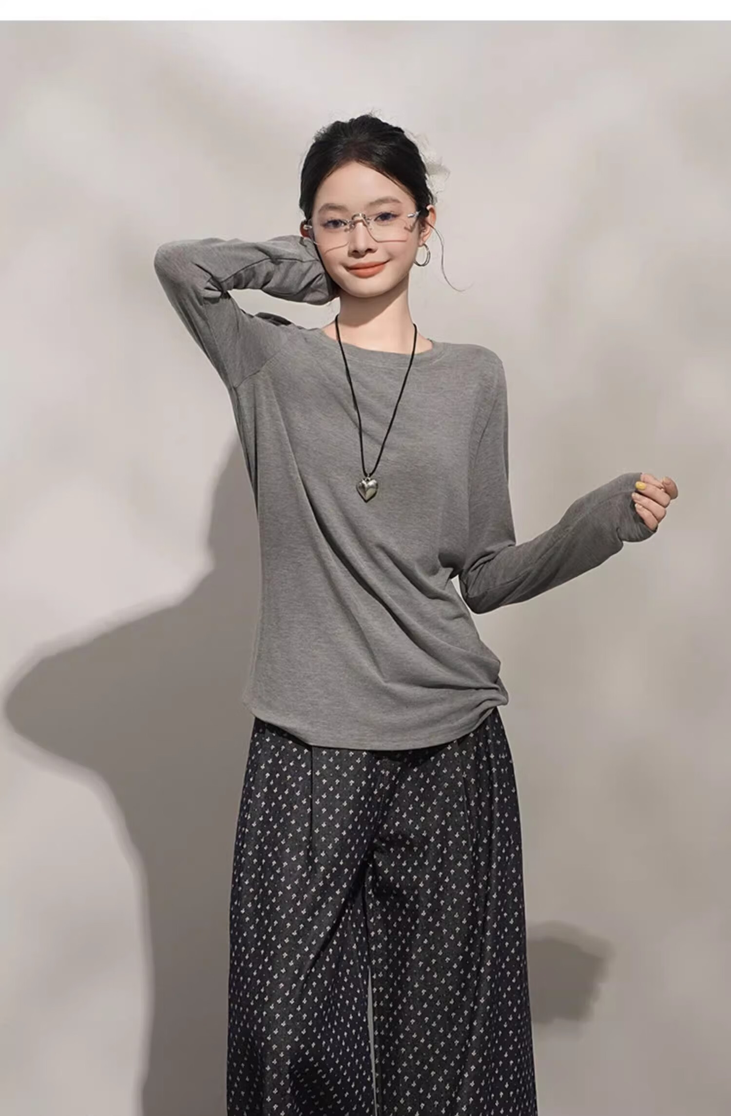 Woodpecker Cashmere Soft Long Sleeve T-Shirt Women Autumn New Thin Loose Round Neck Base Shirt Purple XL 15