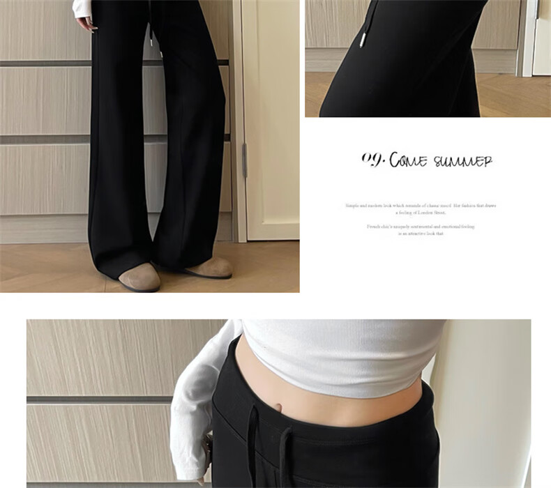 Langsha Women's Draped Wide-Leg Pants 2026 Spring New High-Waist Casual Loose Sports Slim Straight Sweatpants 8