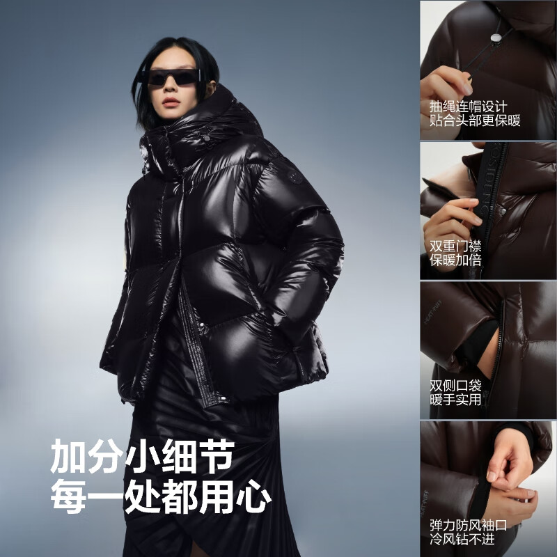 BOSIDENG 25 Years Puff Down Jacket Women's Winter Goose Down Thickened Hooded Loose Short Fashion Warm Coat