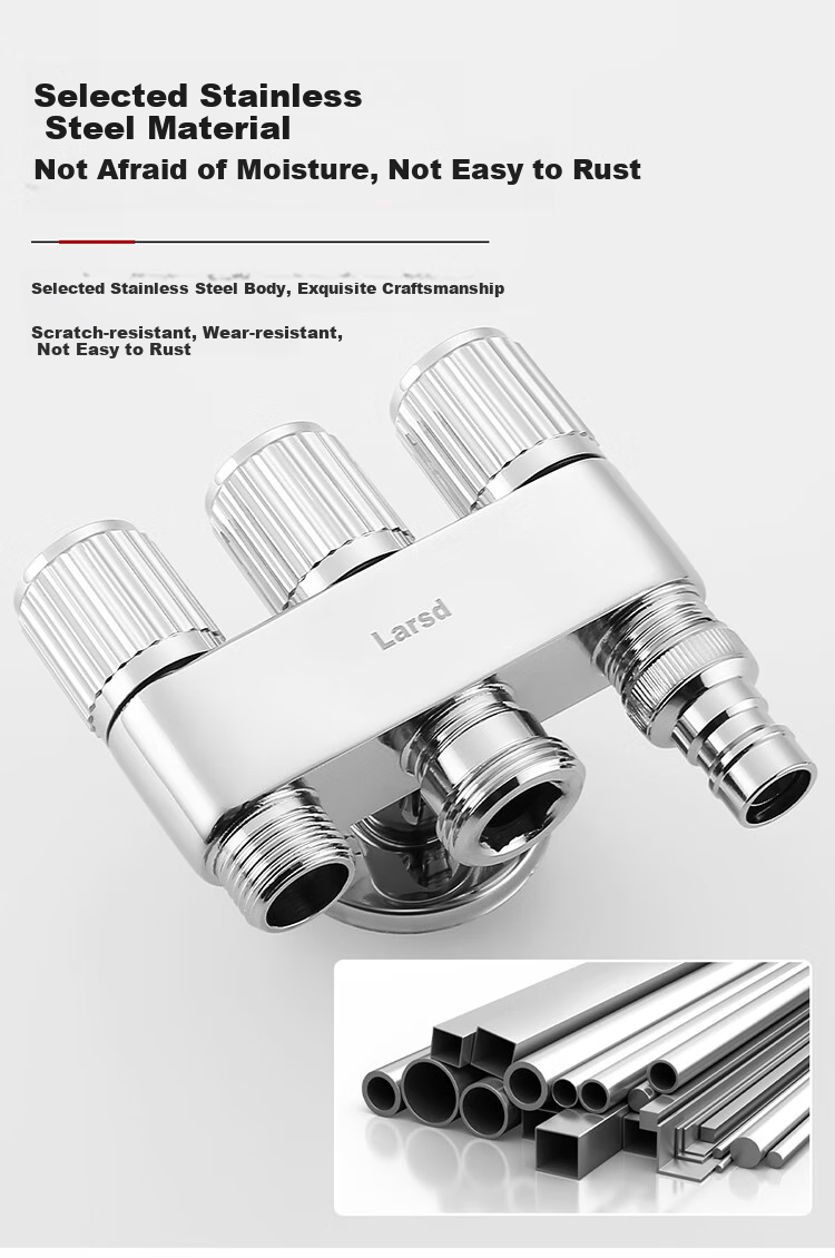 Larsd Angle Valve One Inlet Three Outlet Washing Machine Faucet 4 Points 6 Points Triangle Valve Three-Way Water Distributor Figure-Eight Valve LD5617 10