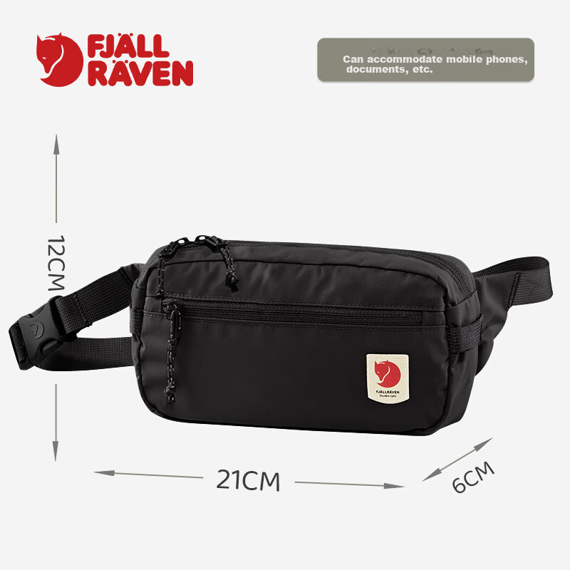 FJALLRAVEN Shoulder Classic Crossbody Lightweight Sports HighCoast Hip Pack Waist Bag 23223-550 Black 1.5L